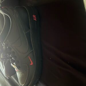 Pair of red and black air forces